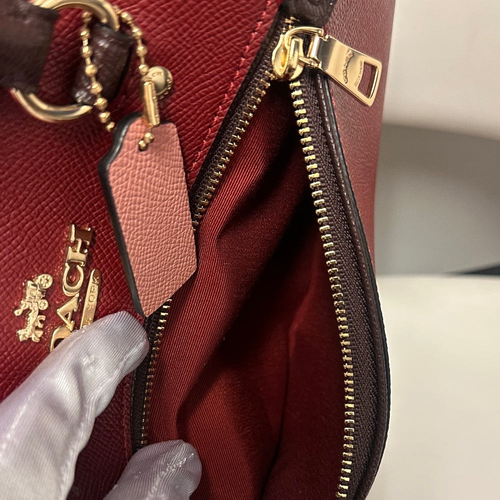Coach Rowan Satchel Colorblock Deep Scarlet Multi, 2 in 1 Coach Boston style Bag - Picture 8 of 17